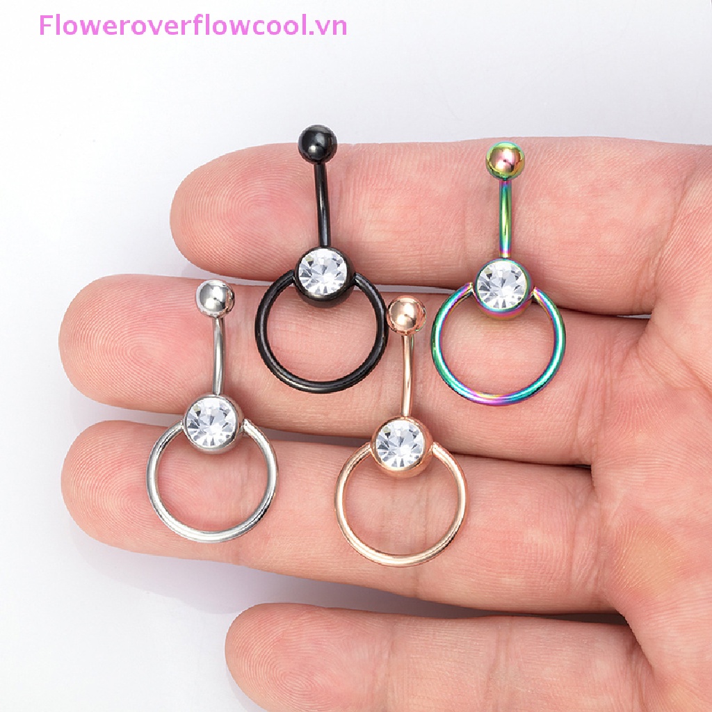 Khuyên Rốn Chất Liệu Thép Không Gỉ Đính Đá Pha Lê