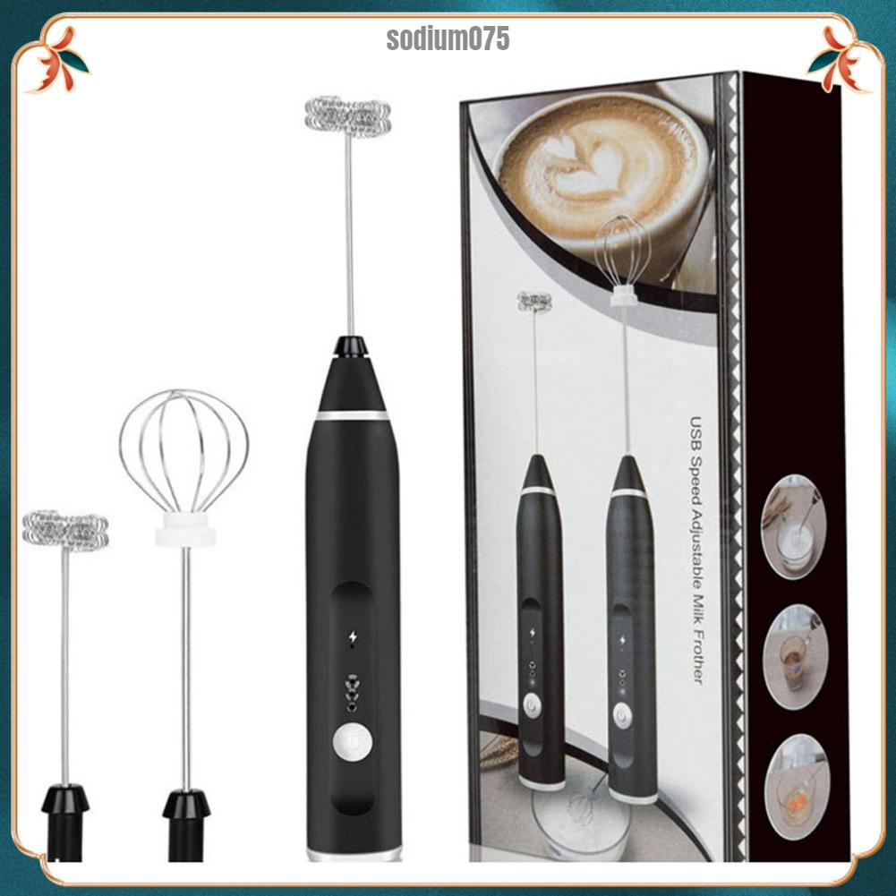 Sodium075 Điện Bọt Sữa Thép Không Gỉ Thao Tác Dễ Dàng Máy Trộn Cà Phê Cầm Tay Cho Nhà Bếp Đen 0.8A DC 5.5V 2W
