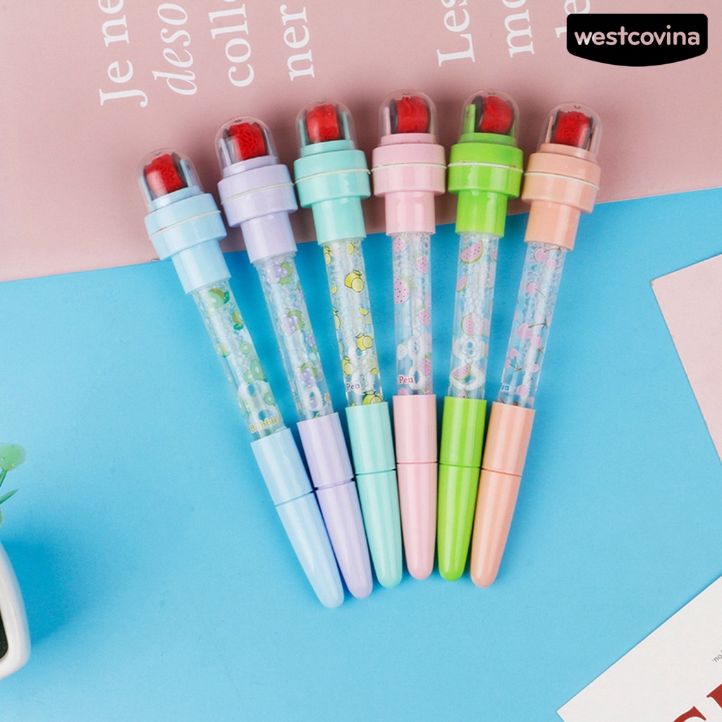 [COD]♪Bút Mực Gel Đa Năng 4 Trong 1 in Họa Tiết Trái Cây Hoạt Hình Dễ Thương