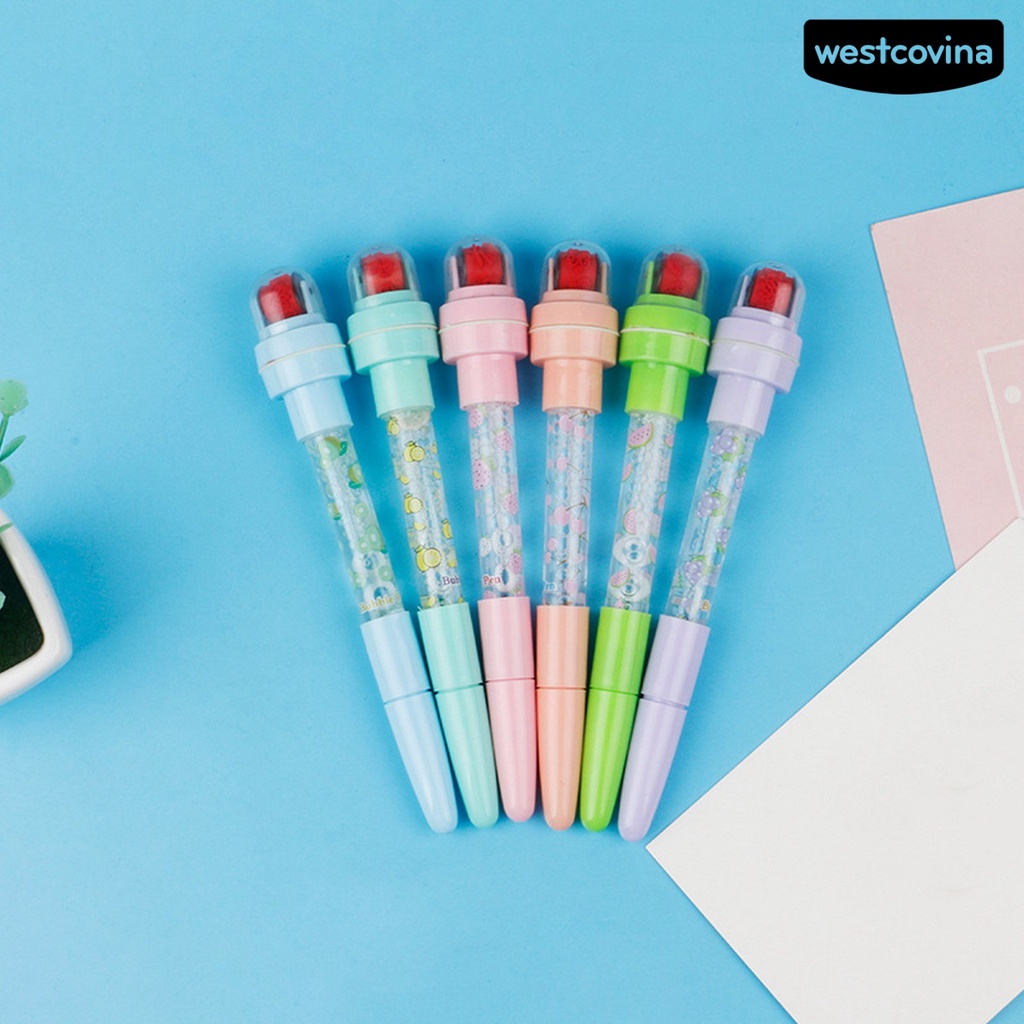 [COD]♪Bút Mực Gel Đa Năng 4 Trong 1 in Họa Tiết Trái Cây Hoạt Hình Dễ Thương