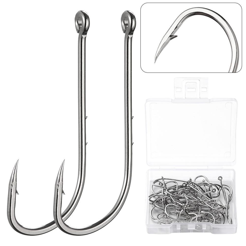 GOGOUP Hộp 50 Lưỡi Câu Cá Bằng Thép Cacbon # 1 # - 8 #