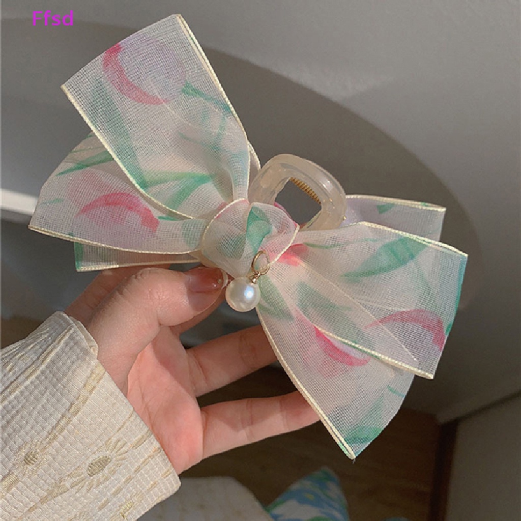 Kẹp Tóc Lưới Hình Nơ / Cá Mập Trong Suốt Thanh Lịch Cho Nữ