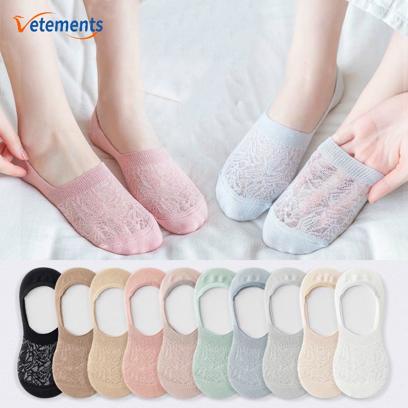 Đôi Vớ Thuyền Ngắn Siêu Mỏng Mềm Mại Chống Trượt Màu Trơn Đơn Giản Dành Cho Nữ