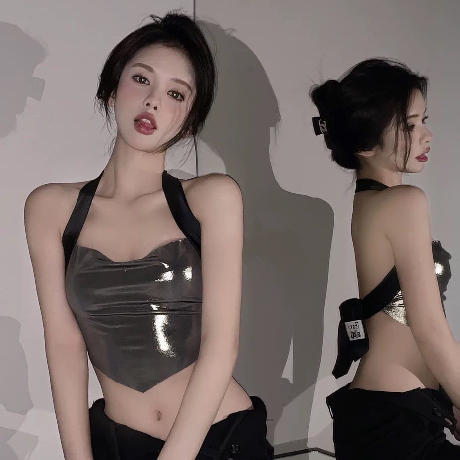 Áo Hai Dây Dáng Ngắn Phong Cách Mới Năm 2023 Cho Nữ