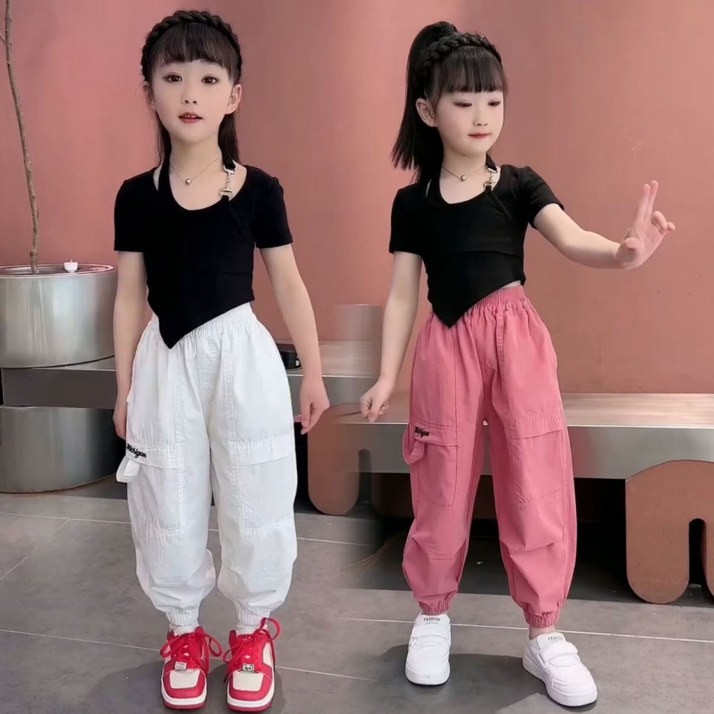 Bộ Áo Thun + Quần Dài Thể Thao Phong Cách Thời Trang Mùa Hè Mới Dành Cho Bé Gái 3-5 - 8-10 - 12-13 Tuổi/049