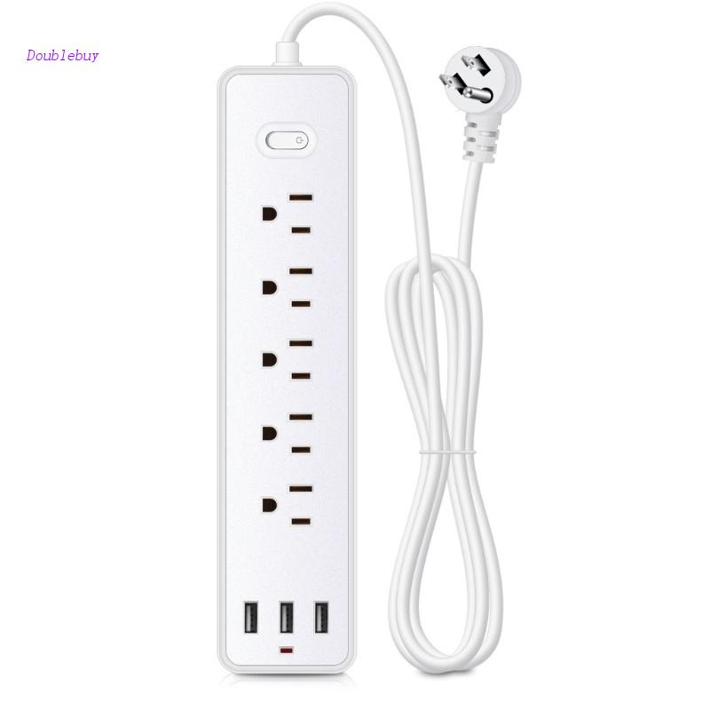 Bộ 5 Dây Cáp Nối Dài Nguồn USB AC-Outlets 3 Cổng USB Dành Cho Văn Phòng