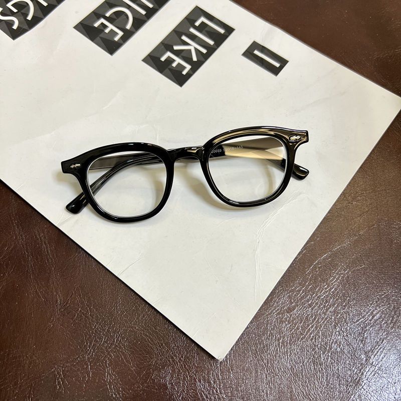 Mắt Kính Gọng Tròn Màu Đen Chống Ánh Sáng Xanh Siêu Nhẹ Phong Cách Nhật Bản Cho Nam