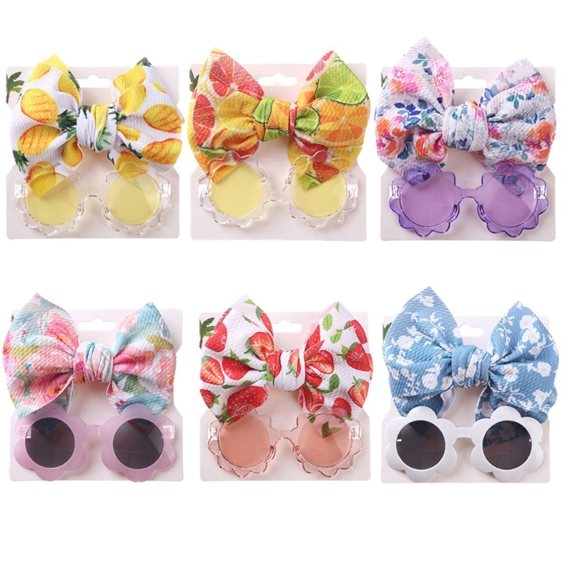 Bộ Kính Mát Và Băng Đô Nơ Hình Hoa Dành Cho Bé Gái