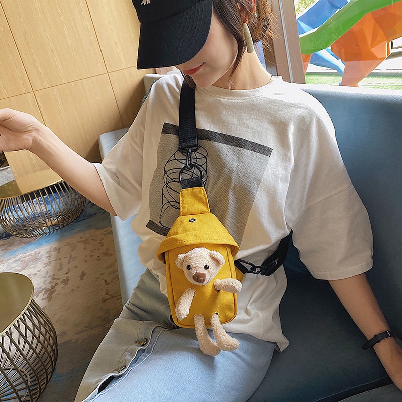 Túi Đeo Chéo Ngực Vải Canvas Thời Trang Phong Cách Hàn Quốc Cho Nữ