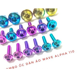 (GR5 XỊN) Combo full ốc titan dàn áo Wave Alpha 110 đời mới