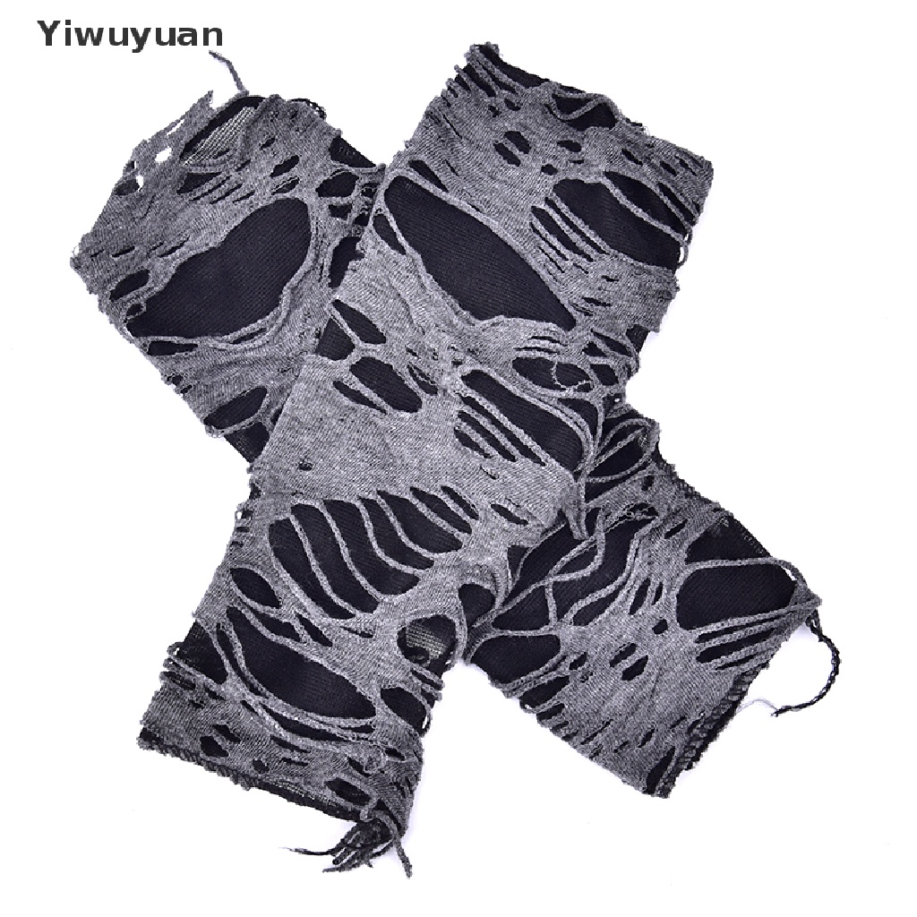 &lt; Yiwuyuan &gt; Một Cặp Găng Tay Hở Ngón Giữ Ấm Phong Cách Gothic Punk Halloween Giảm Giá