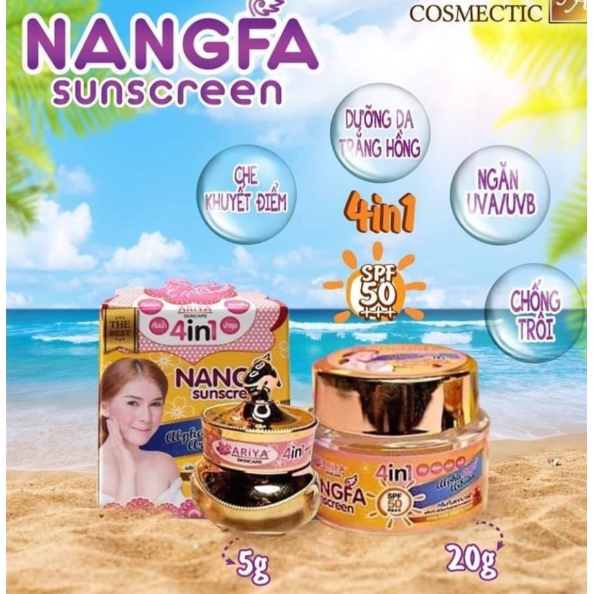 Kem Chống Nắng NANGFA Che Khuyết Điểm Dưỡng Trắng Da 4IN1 Nangfa Sunscreen Thái Lan 20Gr