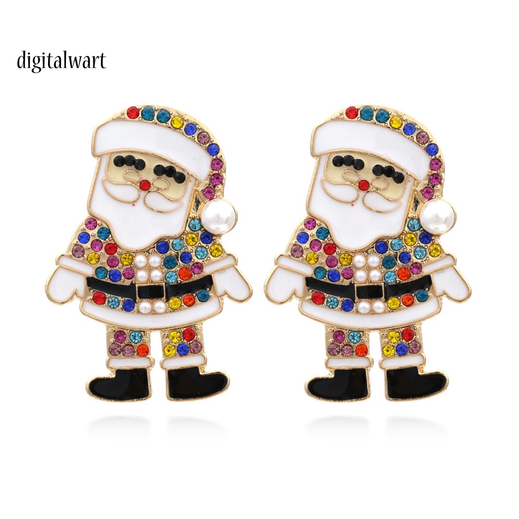 Kỹ Thuật Số| 1 Đôi Bông Tai Hình Ông Già Noel Hoạt Hình Đính Đá Lấp Lánh