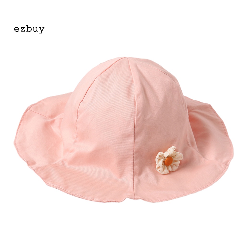 Mũ Tai Bèo Cotton Thoáng Khí Chống Phai Màu Đính Hoa Tinh Tế Có Dây Đeo Cho Trẻ Em
