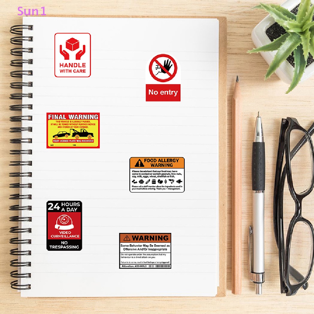 Set 75 Miếng Dán Cảnh Báo Nhắc Nhở Nhắc Nhở In Hình Biển Hiệu Trang Trí Laptop Hành Lý Sun1 &gt;