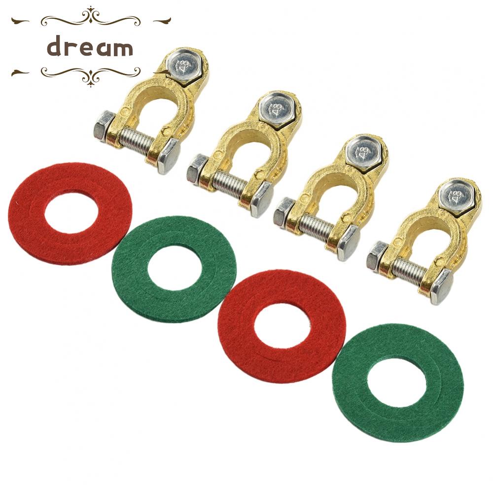 【DREAMLIFE】2 Pairs Of Battery Terminals 12/24 V Battery Poles, Brass Connectors With M8 Bo