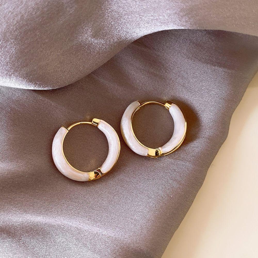 Bông Tai Hình Tròn Bằng Hợp Kim Phong Cách Hàn Quốc Cổ Điển Thời Trang