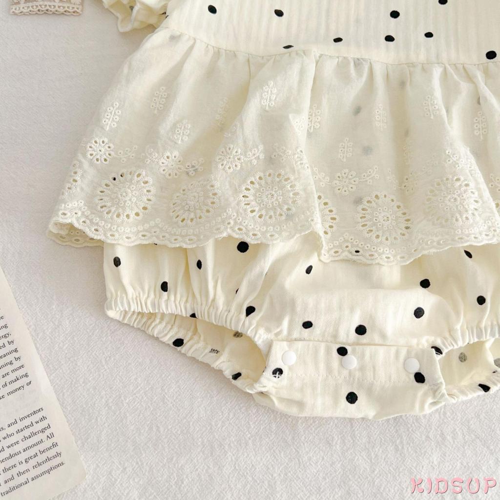 Bộ Áo Liền Quần Tay Ngắn Kèm Băng Đô Xinh Xắn Cho Bé Gái 1 Tuổi