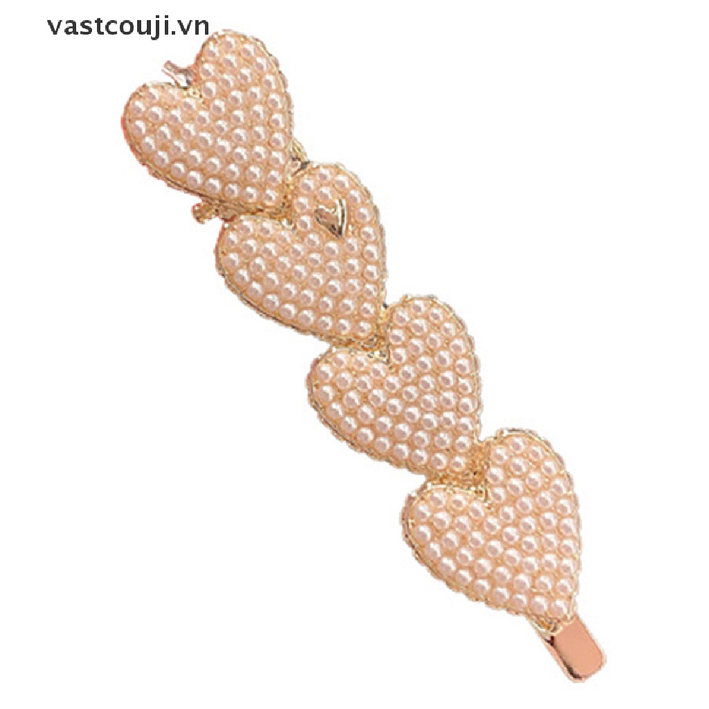 Kẹp Tóc Đính Hạt Ngọc Trai Hình Trái Tim Phong Cách Hàn Quốc Ngọt Ngào