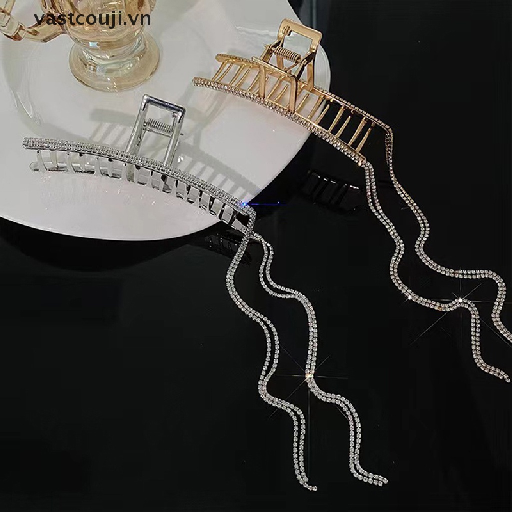 Kẹp Tóc Dạng Chuỗi Dài Bằng Kim Loại Đính Đá Lấp Lánh Cho Nữ