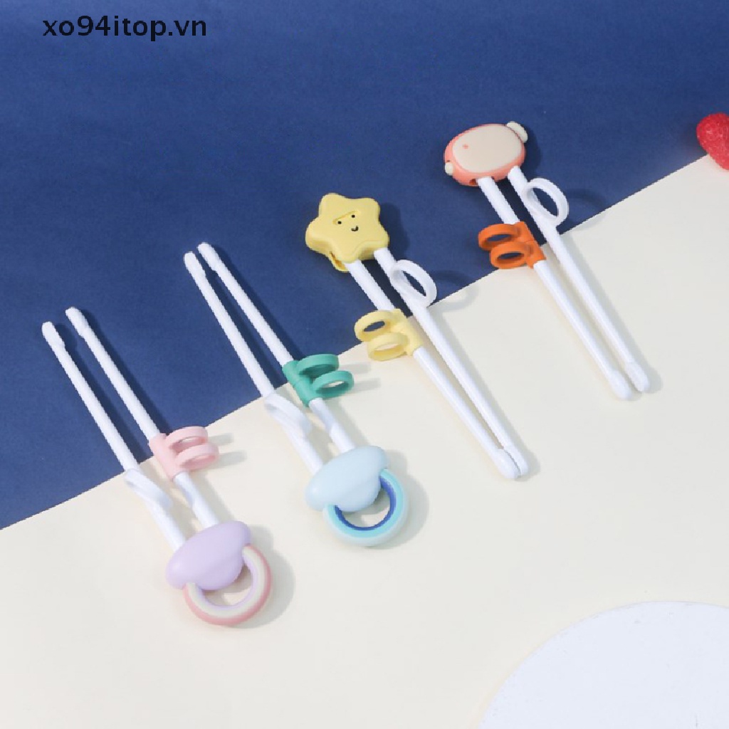 1 Cặp Đũa Tập Ăn Có Thể Tái Sử Dụng Kèm Vòng Silicon Cho Bé