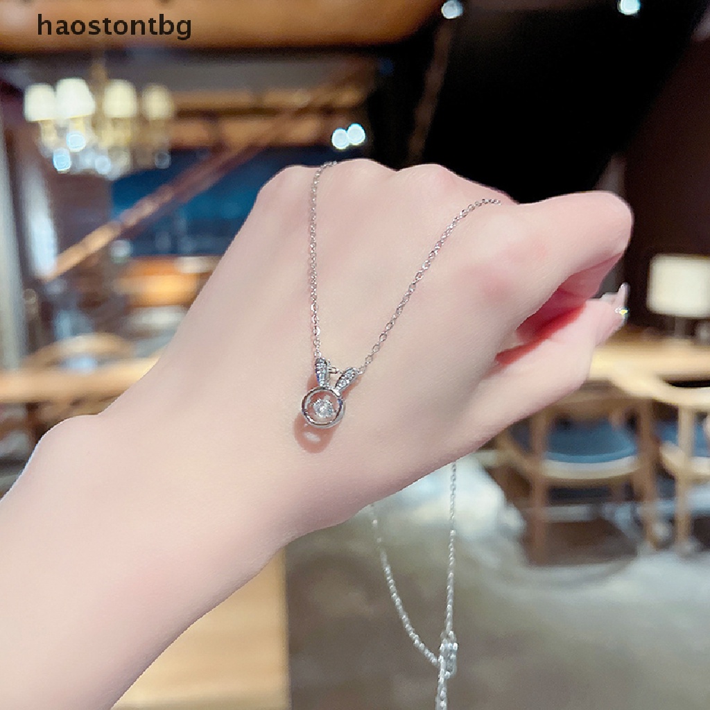 Haostontbg Vòng Cổ Choker Bằng Thép Titan Mặt Thỏ Đính Đá Zircon Đơn Giản Thời Trang Cá Tính Đa Năng Dành Cho Nữ