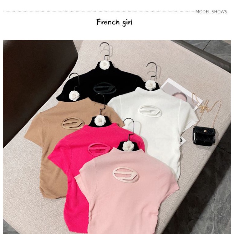 Áo Sweater Tay Ngắn Thêu Logo Thời Trang Mùa Hè 2023 Mới