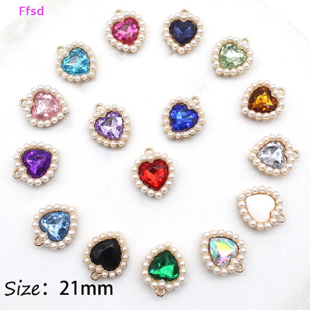 Mặt Ngọc Trai Kim Loại Hình Trái Tim 21 * 18MM Tự Trang Trí Quần Áo