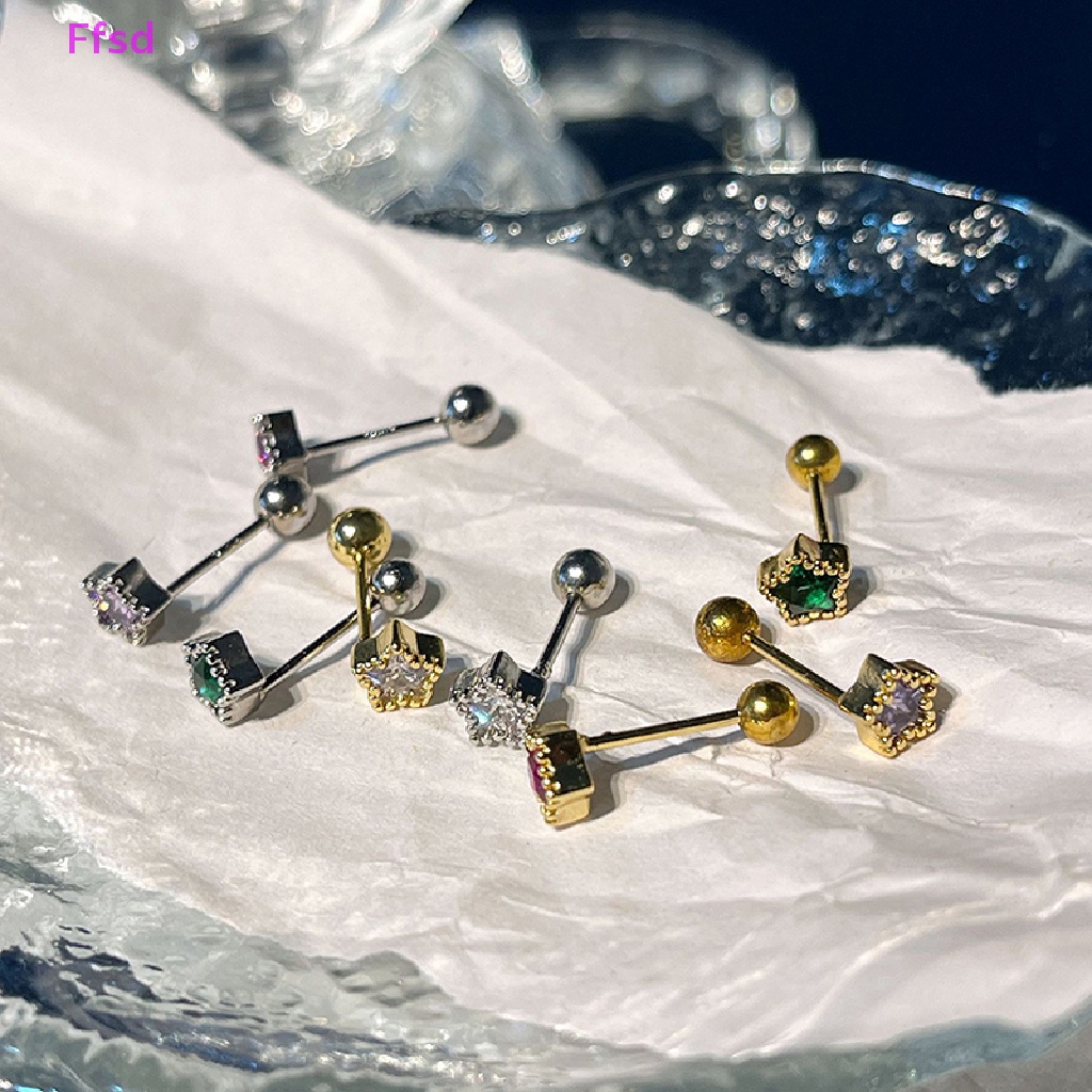 1 Đôi Khuyên Tai Đính Đá Zircon Hình Ngôi Sao Thời Trang Cho Nữ