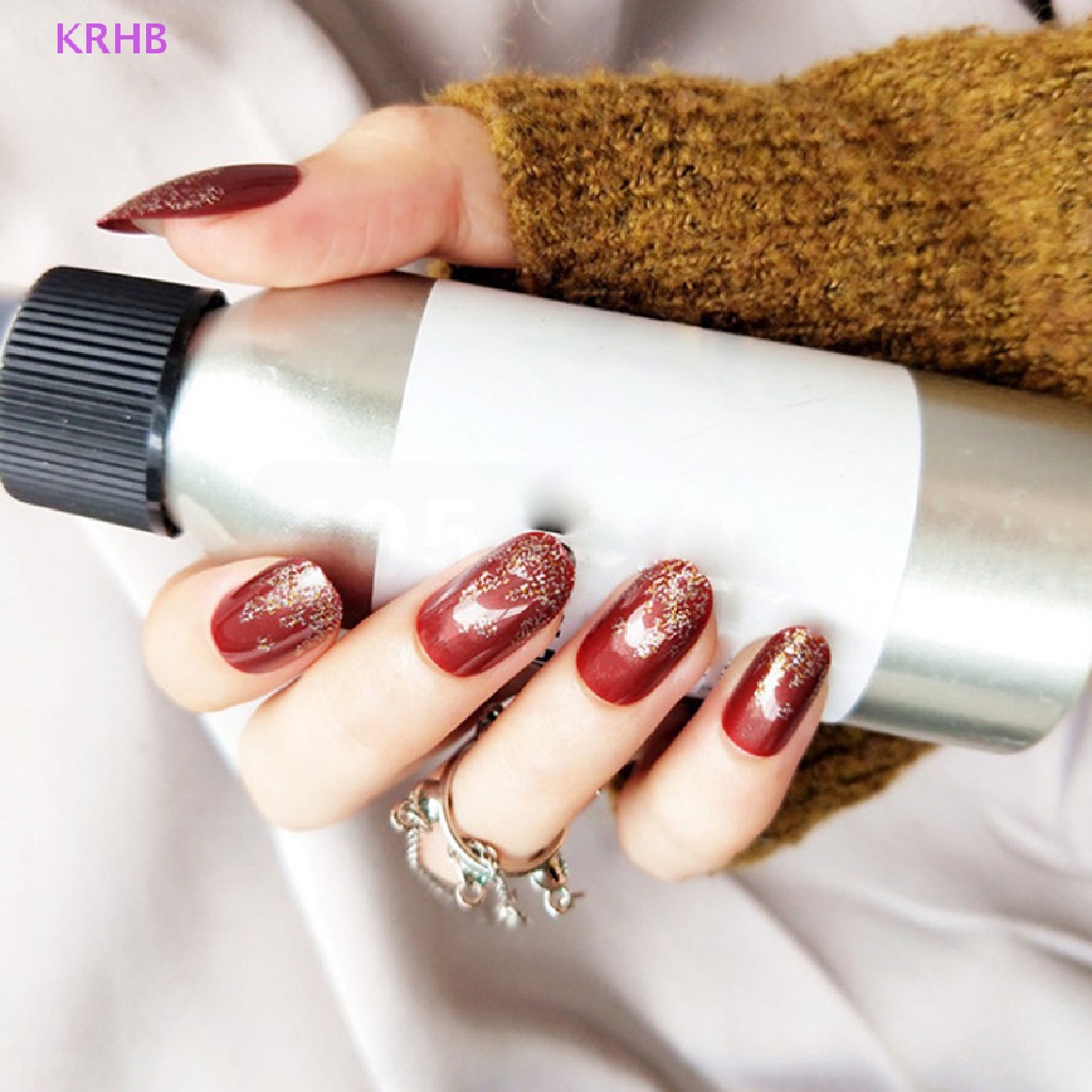 Set 24 Móng Tay Giả Đính Đá Trang Trí Tiệc Cưới Kèm Keo Dán Mới