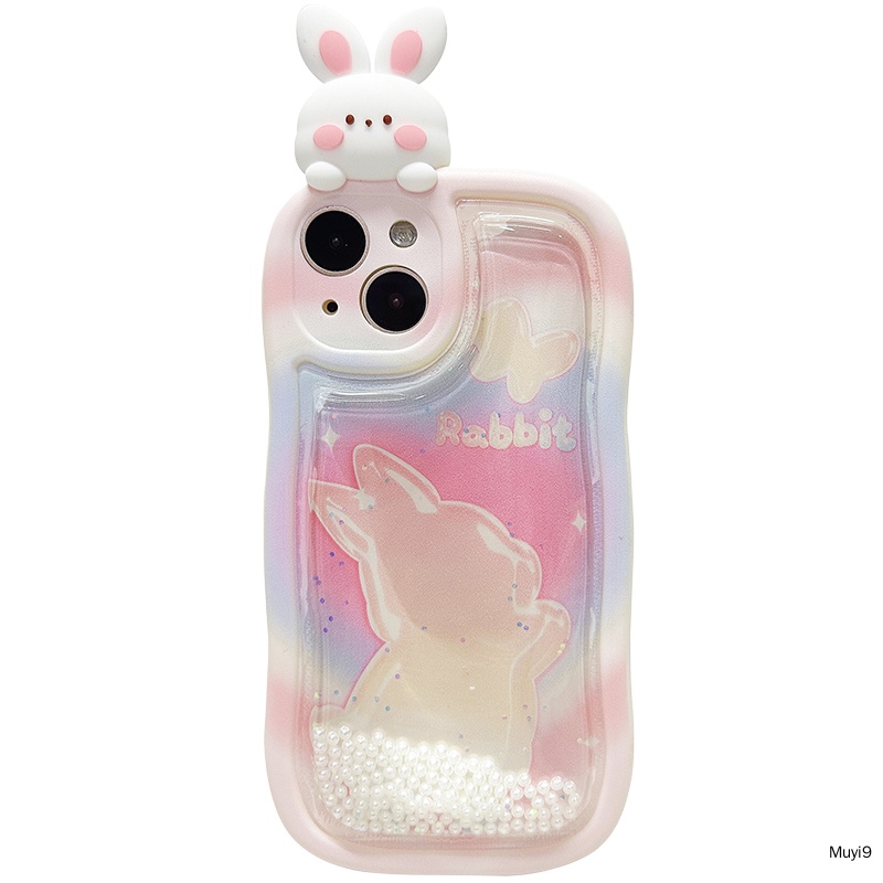 Ốp Điện Thoại Trang Trí Cát Kim Tuyến Hình Thỏ 3d Cho iphone15promax 13promax 12 promax / 11 14Plus / 13pro