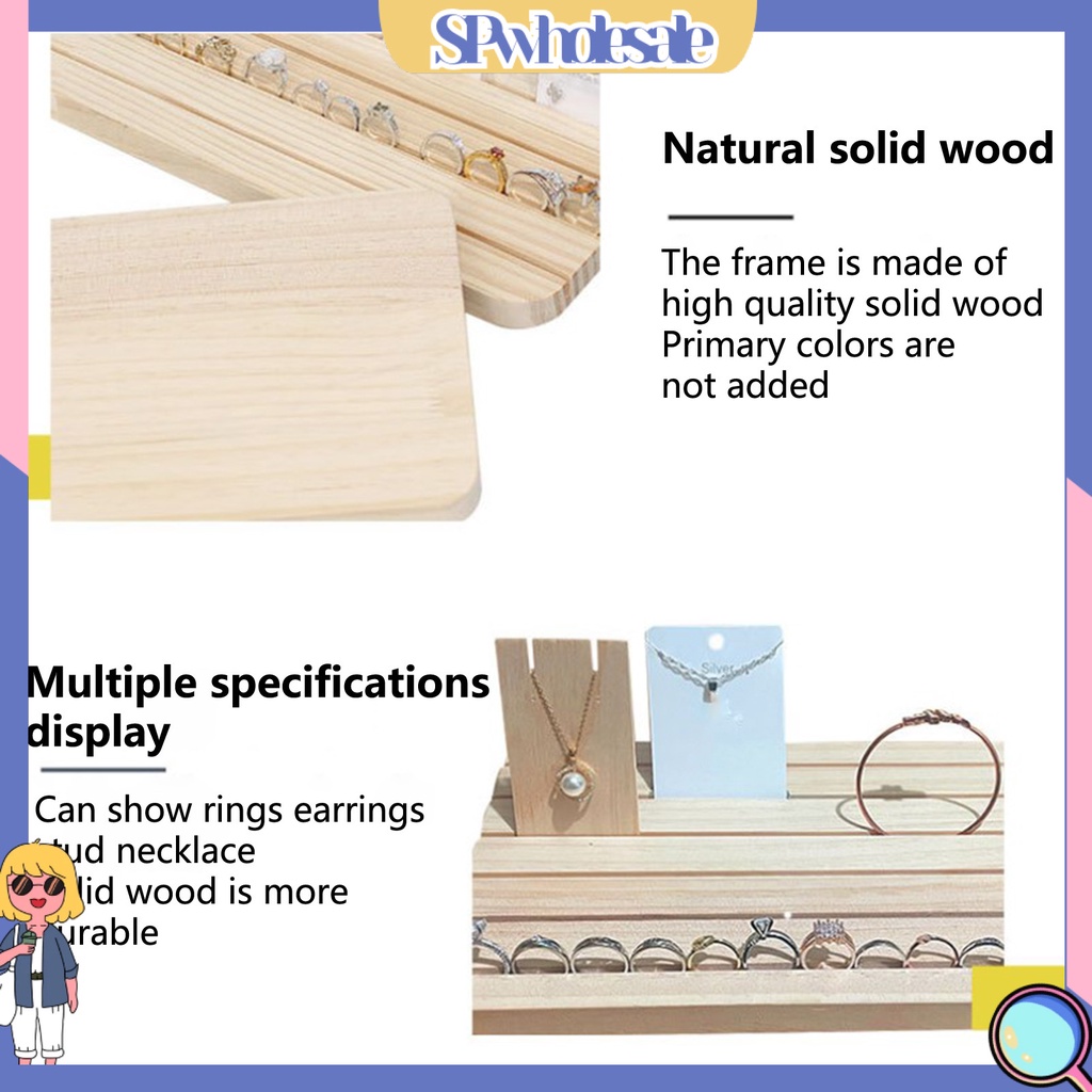 <SPwholesale> Giá Đỡ Trưng Bày Trang Sức / Thẻ Sơn Móng Tay / Trang Sức Bằng Gỗ Tự Nhiên Đơn Giản