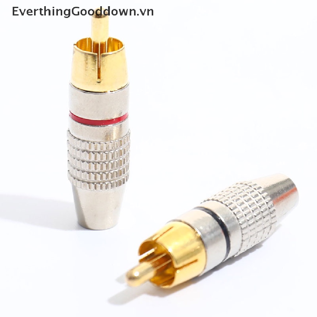 Everthinggooddown Set 10 Đầu Nối Dây Cáp Âm Thanh RCA Mạ Vàng