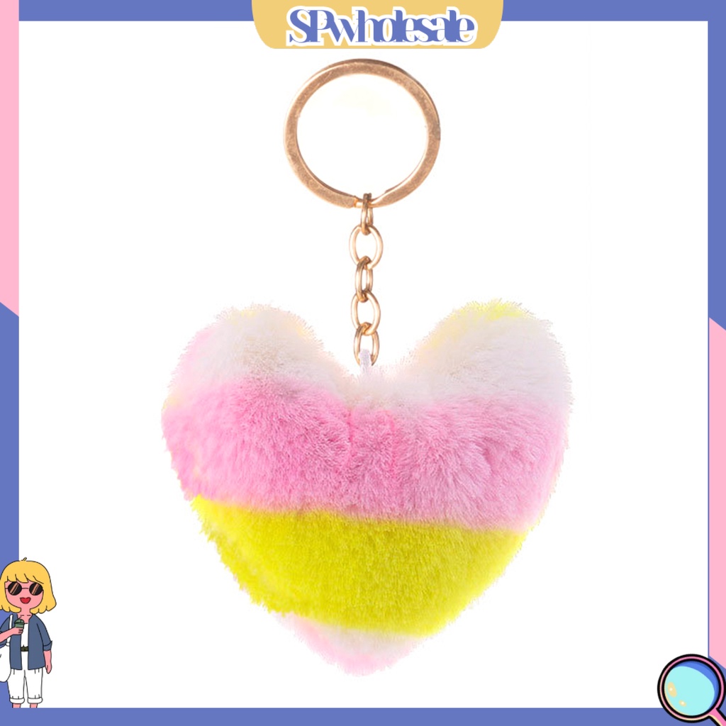 <SPwholesale> Móc Khóa Trái Tim Nhồi Bông Nhiều Màu Sắc