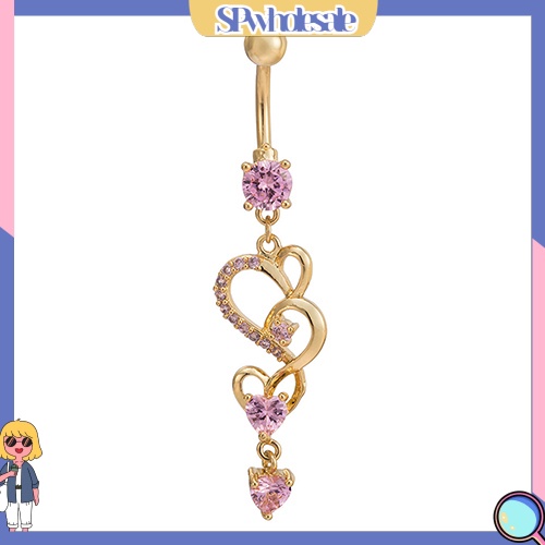 &lt;SPwholesale&gt; Khuyên RốN HìNh Tim ĐíNh Đá Xinh XắN