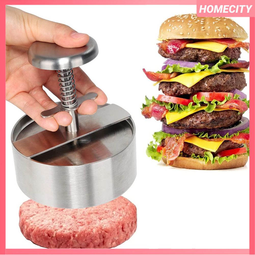 Máy Ép Burger Máy Ép Hamburger Khuôn Làm Burger Thịt Bò Nướng Phô Mai Hình Tròn Bằng Thép Không Gỉ 304