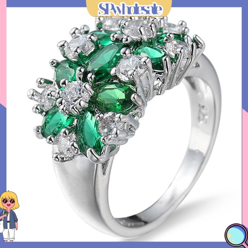 <SPwholesale> Nhẫn Mạ Bạc 925 Đính Đá Thời Trang Cho Nữ