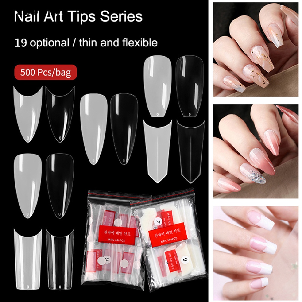 Tn Bộ 500 Móng Tay Giả Múa Ba Lê / Phẳng / Nhọn / Hạt Nhân Tạo / Móng Tay n
