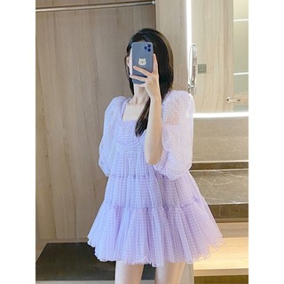 Đầm Trễ Vai Tay Phồng Thời Trang Mùa Hè Pháp Cho Nữ