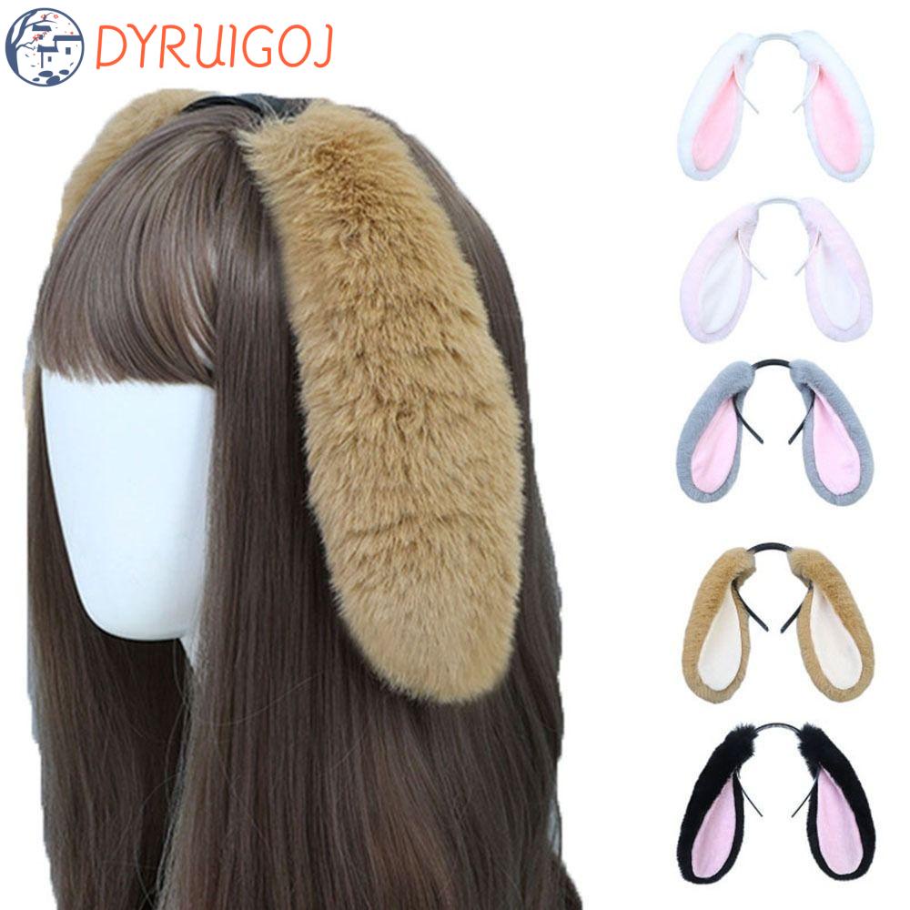 Băng Đô Tai Thỏ Dài Phối Lông Hóa Trang Nhân Vật Hoạt Hình Cho Nữ