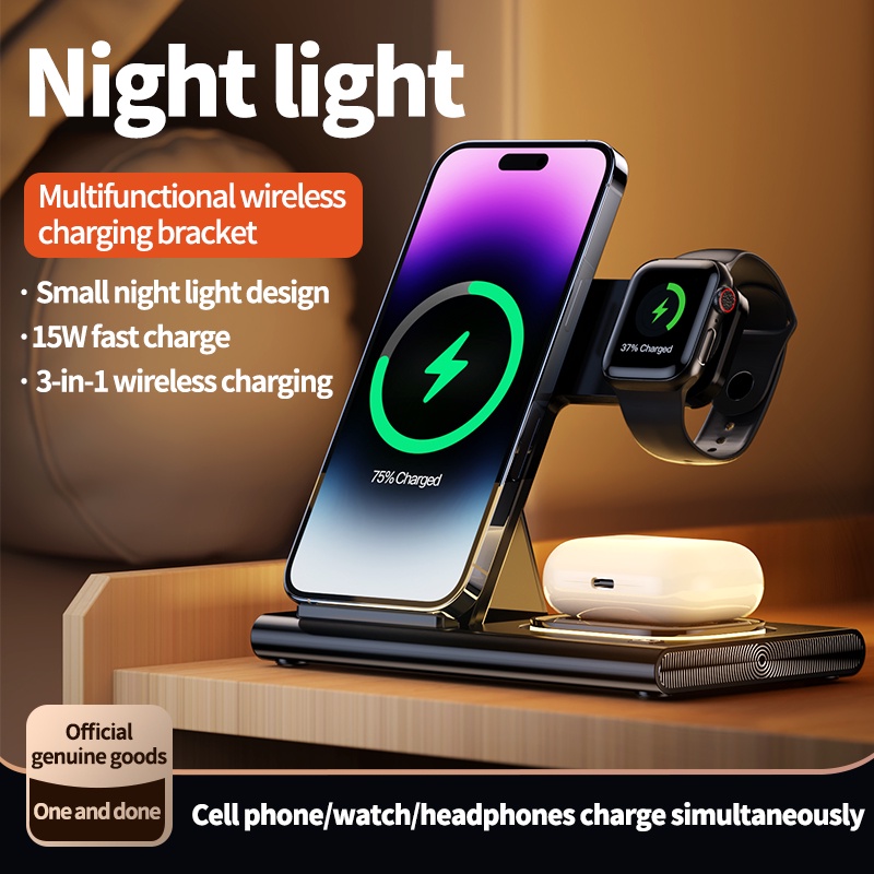 Đế Sạc Nhanh Không Dây 3 Trong 1 15W Cho iPhone 14 13 12 11 Apple Watch Airpods Pro iWatch 8 Samsung