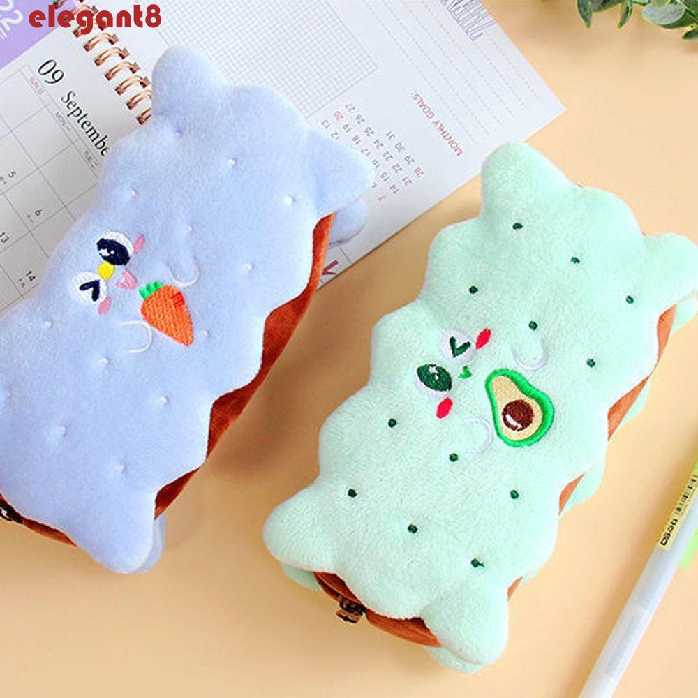 Túi Đựng Bút Phối Lông Có Khóa Kéo Dễ Thương Cho Bé Ốp