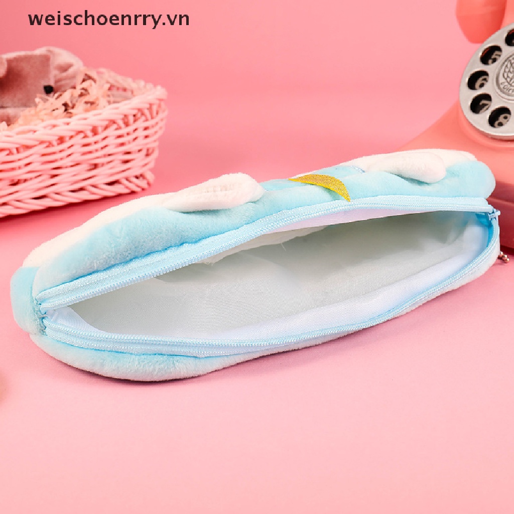 Túi Đựng Bút Bằng Lông Nhung Chất Lượng Cao Có Khóa Kéo Họa Tiết Kỳ Lân Dễ Thương