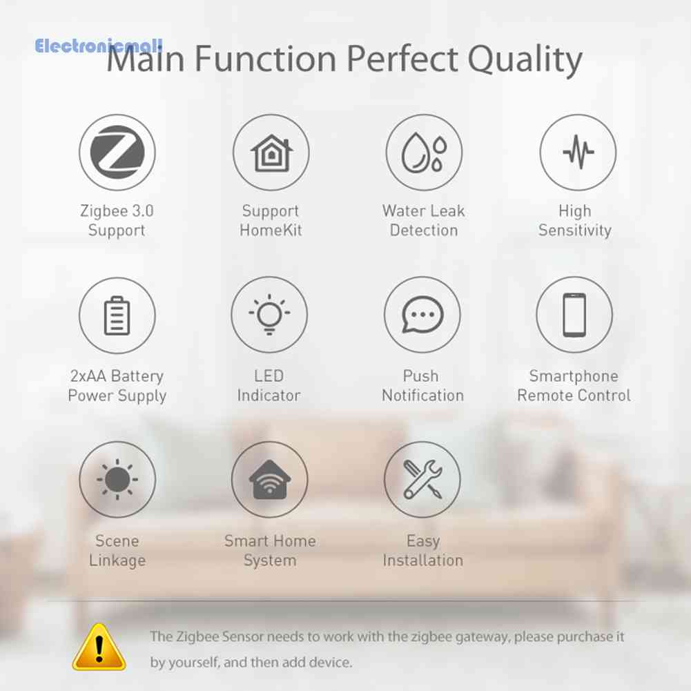 Cảm Biến Rò Rỉ Điện Tử Zigbee Zigbee Không Cần Pin Cho Apple HomeKit 01.vn