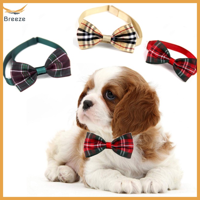 Vòng Cổ Thắt Nơ Họa Tiết Sọc Caro Có Thể Điều Chỉnh Dành Cho Thú Cưng