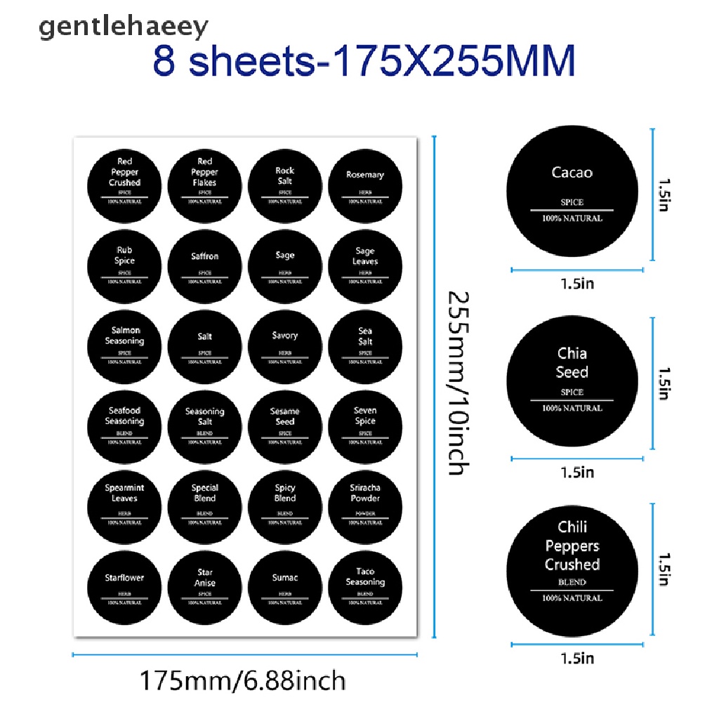 Bộ 192 Nhãn Dán Đánh Dấu Gia Vị Hình Tròn 1.5 inch