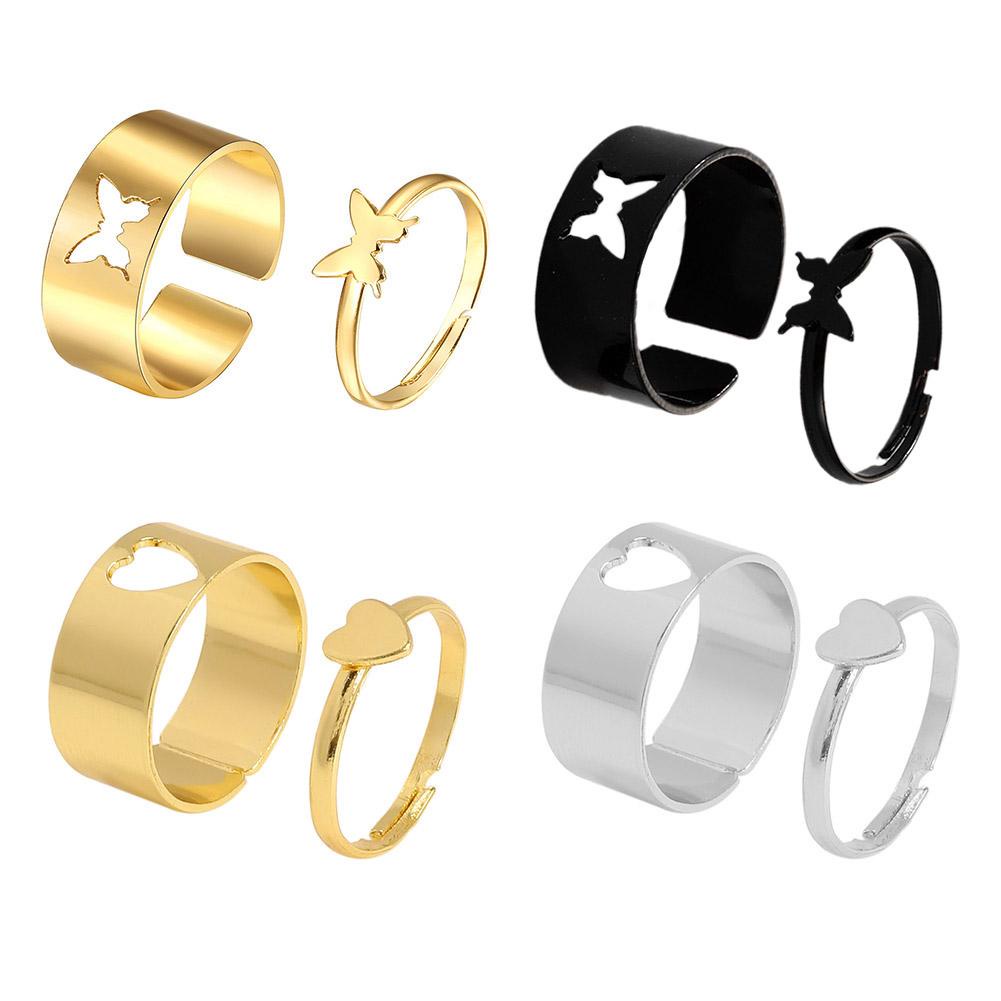 Nhẫn Đôi Tình Bạn D2S8 Mặt Bướm Cổ Điển