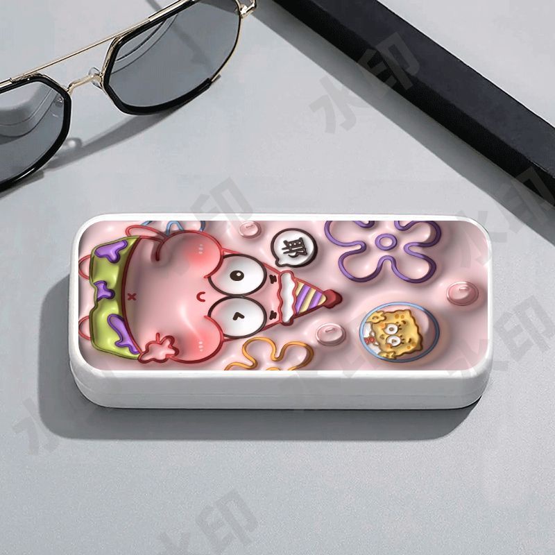 Hộp Đựng Mắt Kính Hình Vuông Họa Tiết SpongeBob Chống Rơi Cho Học Sinh Sang Trọng