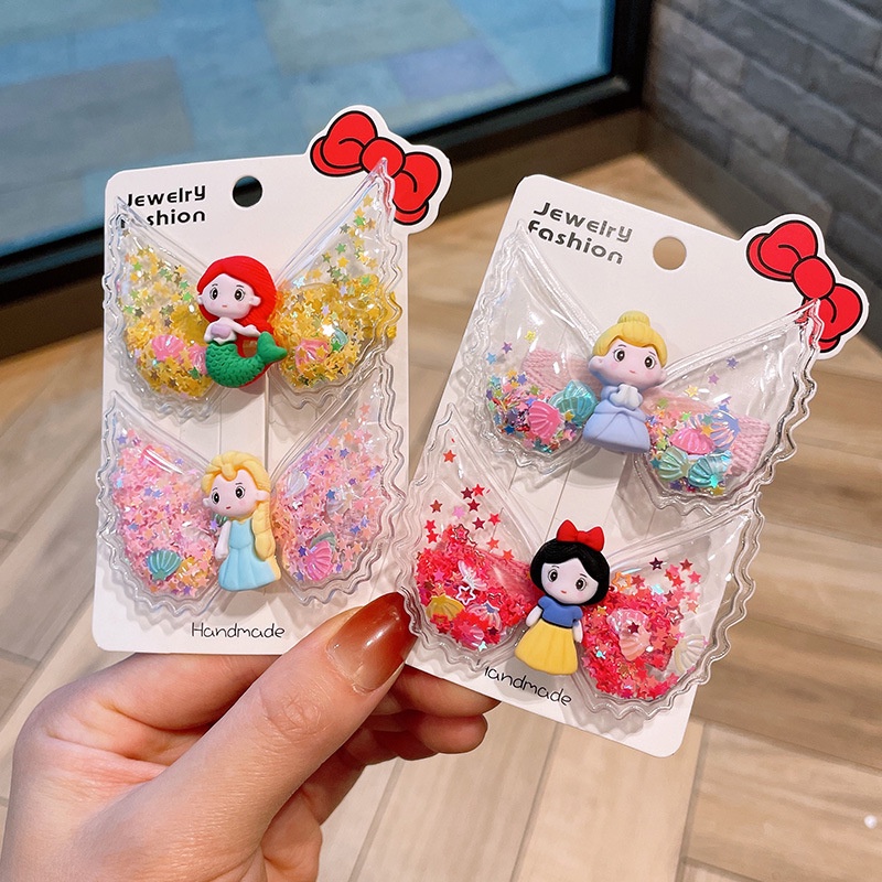 Kẹp Tóc Nơ Vải Tuyn Hình Công Chúa Elsa Hoạt Hình Cho Bé Gái