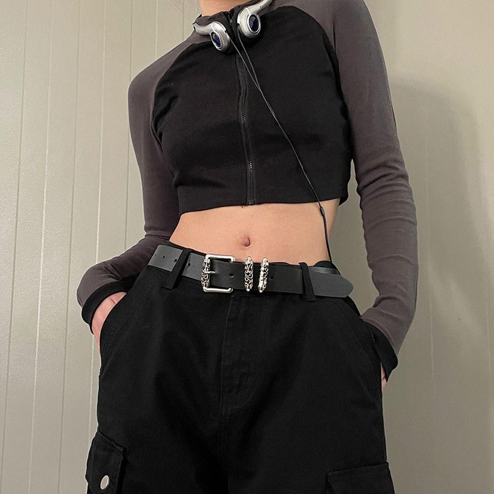 AROMA Thắt Lưng Da PU Bản Rộng Khóa Hoa Rỗng Kiểu Hàn Quốc Dễ Phối Đồ Có Thể Điều Chỉnh Cho Nữ